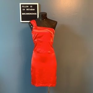 One Shoulder Sateen Cocktail Dress